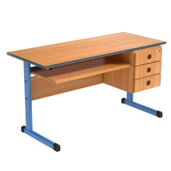 Lehrertisch, 130x65 cm (B/T), 76 cm hoch, Platte: Melamin, PU-Kante, 